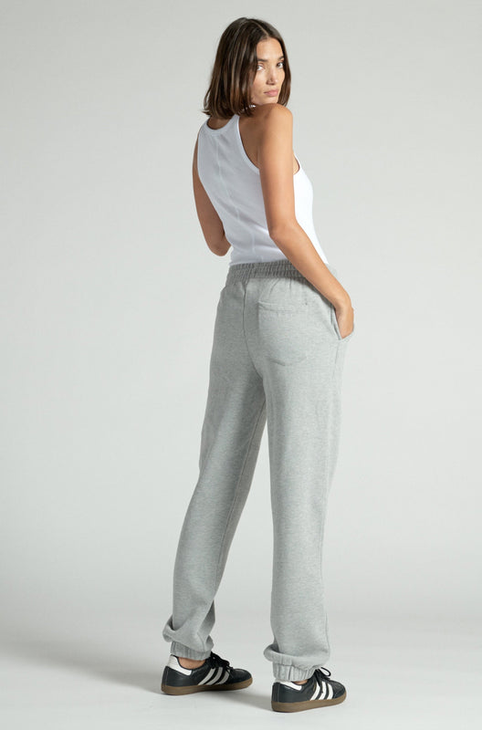 Photo of a model wearing the Baggy Jogger in Heather Grey