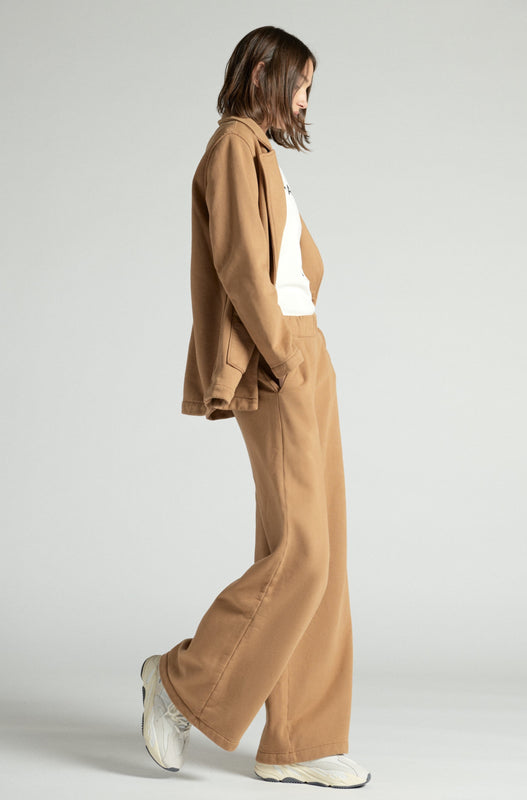WIDE TERRY PANTS - CAMEL